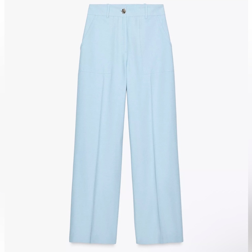 Zara STRAIGHT LEG PANTS WITH METAL BUTTON